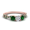 Load image into Gallery viewer, trellis-twisted-3-stone-round-cut-diamond-ring-with-emerald-in-rose-gold-FD123699RORGEMGR-NL-RG?v=1756181788