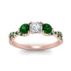 Load image into Gallery viewer, trellis-twisted-3-stone-round-cut-diamond-ring-with-emerald-in-rose-gold-FD123699RORGEMGRANGLE5-NL-RG?v=1756181788