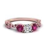 Load image into Gallery viewer, trellis-twisted-3-stone-round-cut-diamond-ring-with-pink-sapphire-in-rose-gold-FD123699RORGSADRPI-NL-RG?v=1756181788
