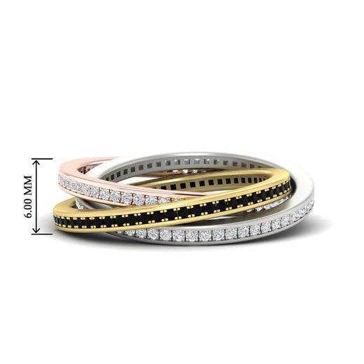 Tri Color Interlocking Eternity Bands