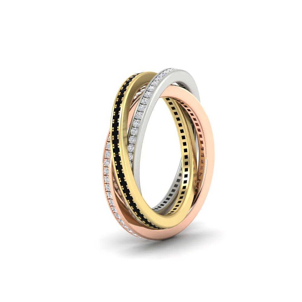 Tri Color Interlocking Eternity Bands