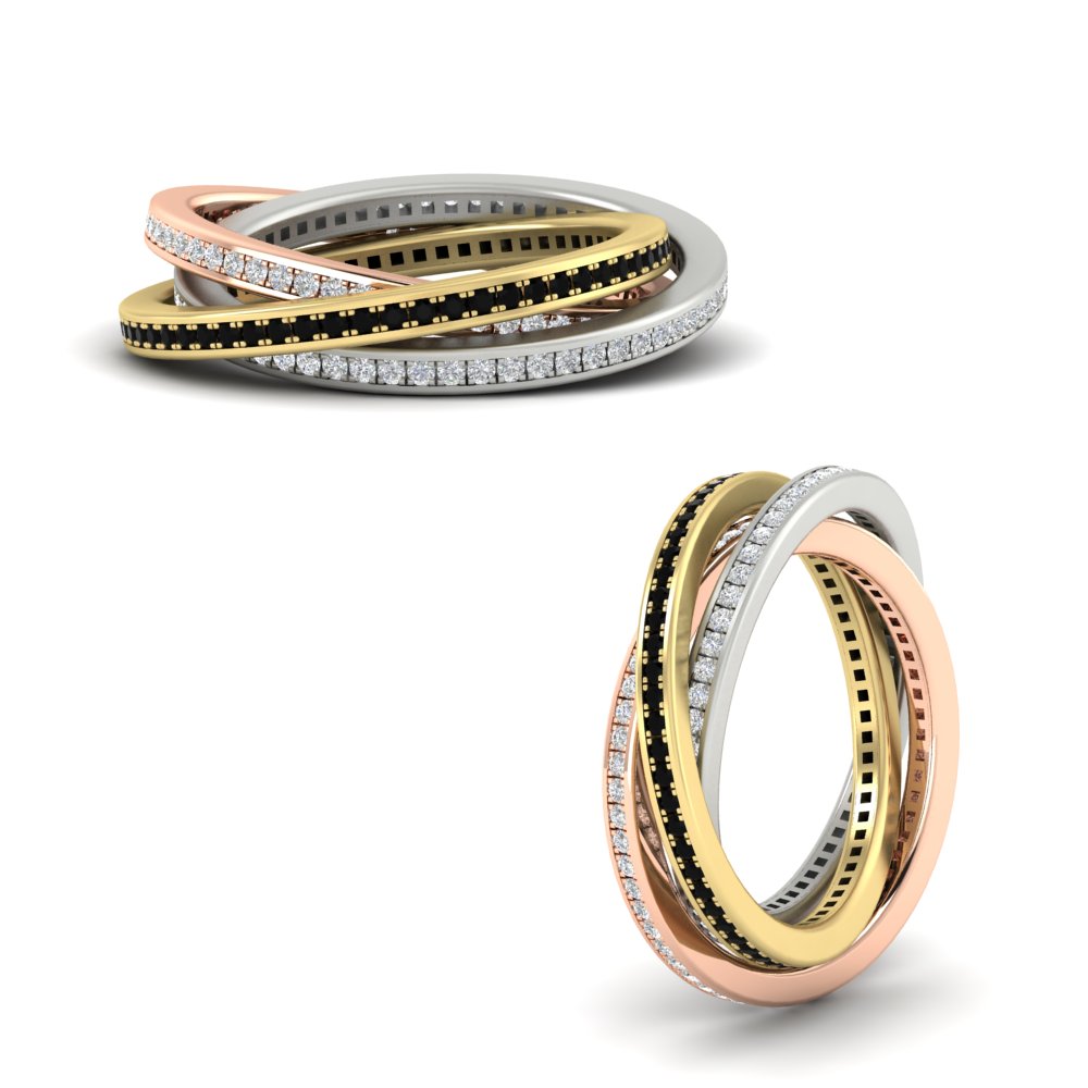 Tri Color Interlocking Eternity Bands