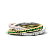 Tri Color Interlocking Eternity Bands