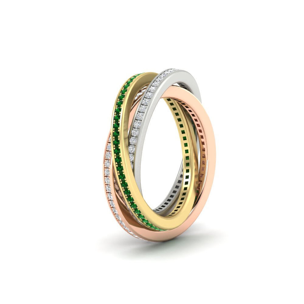 Tri Color Interlocking Eternity Bands