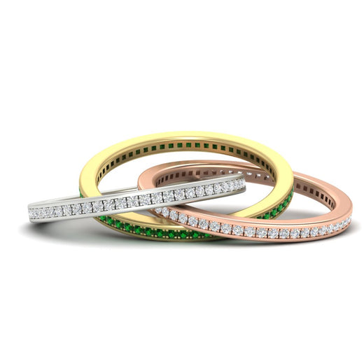 Tri Color Interlocking Eternity Bands
