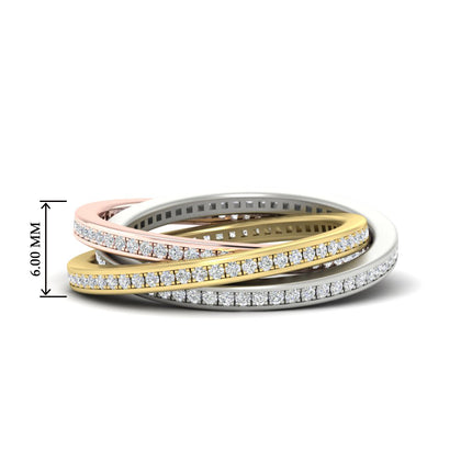 Tri Color Interlocking Eternity Bands