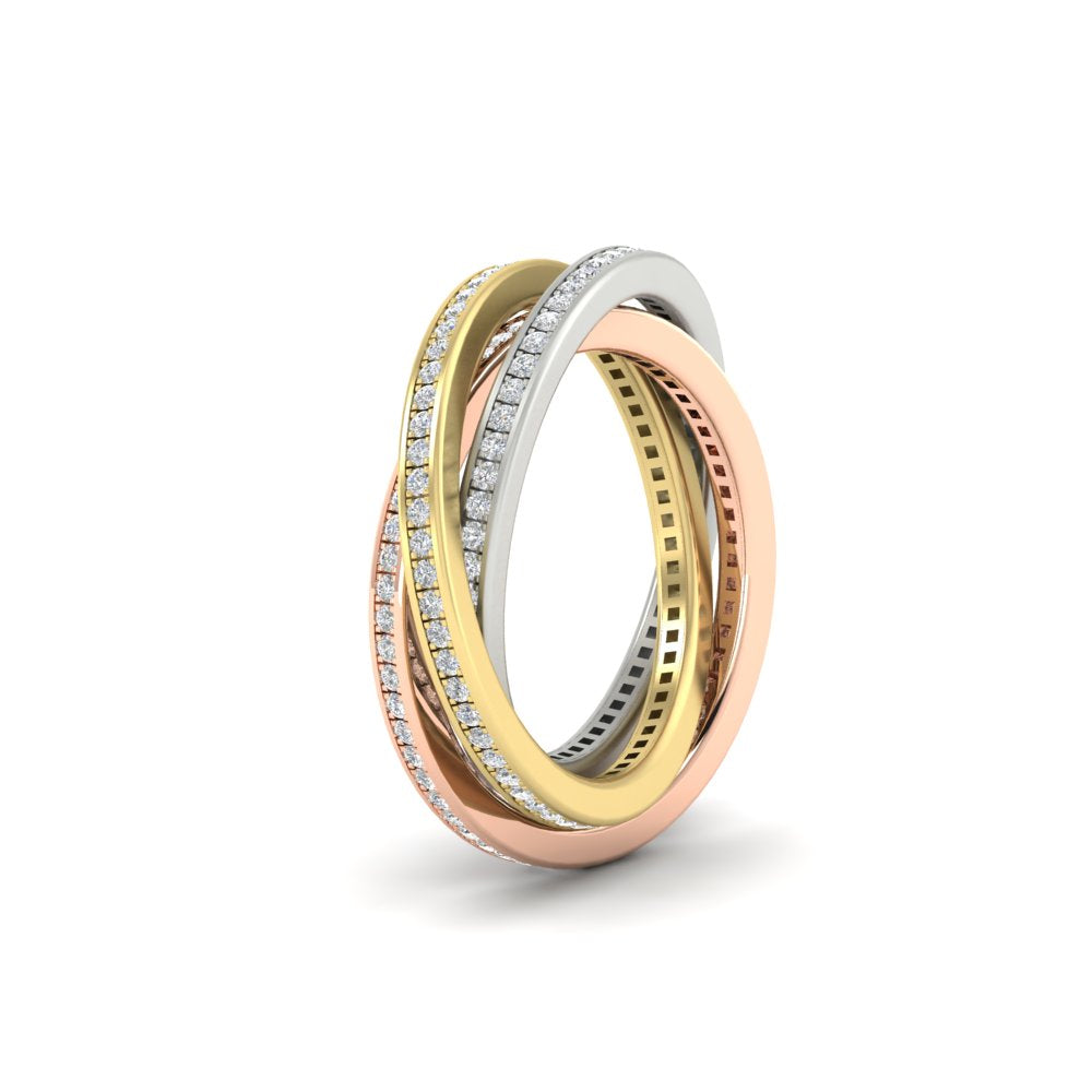 Tri Color Interlocking Eternity Bands