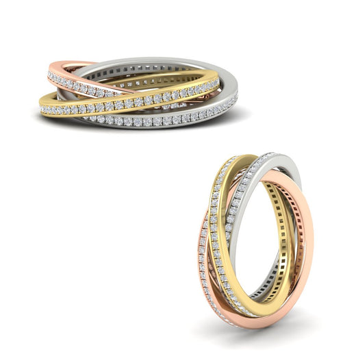 Tri Color Interlocking Eternity Bands