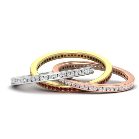 Tri Color Interlocking Eternity Bands