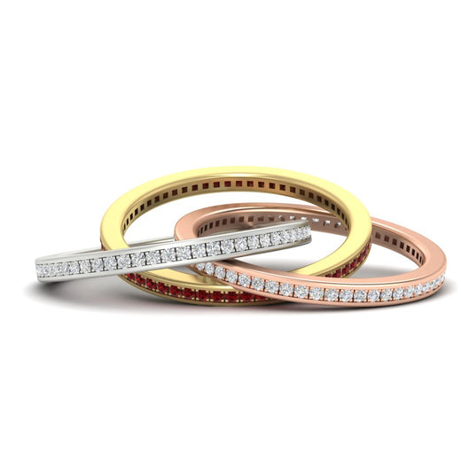 Tri Color Interlocking Eternity Bands