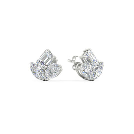 Trilogy Cluster Diamond Stud Earrings
