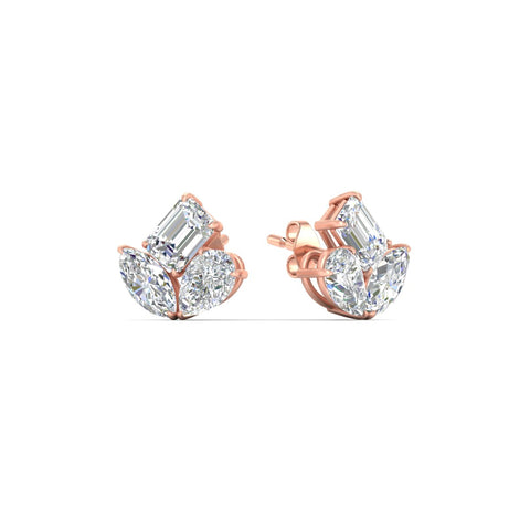 Trilogy Cluster Diamond Stud Earrings