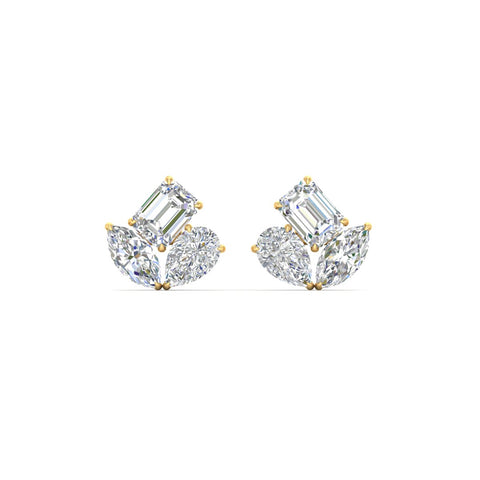 Trilogy Cluster Diamond Stud Earrings