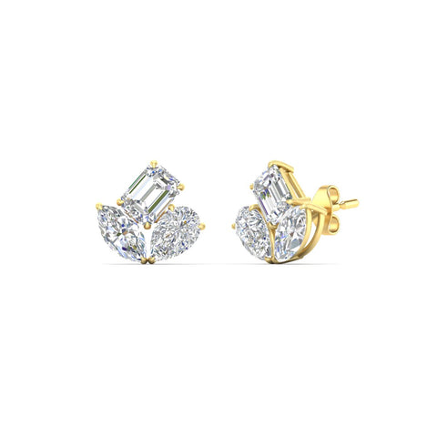 Trilogy Cluster Diamond Stud Earrings