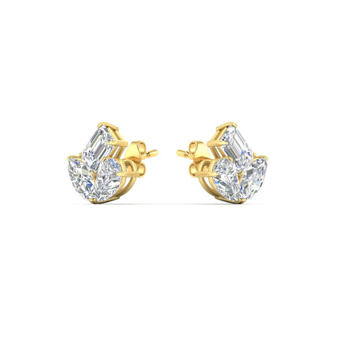 Trilogy Cluster Diamond Stud Earrings