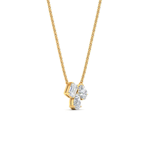 Mixed Shape Three Stone Diamond Pendant Necklace