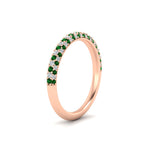 Load image into Gallery viewer, trio-diamond-wedding-band-with-emerald-in-rose-gold-FD9124BGEMGR-NL-RG
