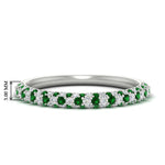 Load image into Gallery viewer, trio-diamond-wedding-band-with-emerald-in-white-gold-FD9124BGEMGR-NL-WG

