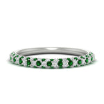 Load image into Gallery viewer, trio-diamond-wedding-band-with-emerald-in-white-gold-FD9124BGEMGR-NL-WG
