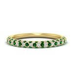 Load image into Gallery viewer, trio-diamond-wedding-band-with-emerald-in-yellow-gold-FD9124BGEMGR-NL-YG
