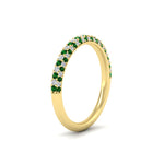 Load image into Gallery viewer, trio-diamond-wedding-band-with-emerald-in-yellow-gold-FD9124BGEMGR-NL-YG
