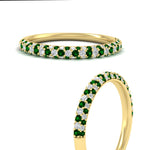Load image into Gallery viewer, trio-diamond-wedding-band-with-emerald-in-yellow-gold-FD9124BGEMGR-NL-YG
