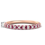 Load image into Gallery viewer, trio-diamond-wedding-band-with-pink-sapphire-in-rose-gold-FD9124BGSADRPI-NL-RG
