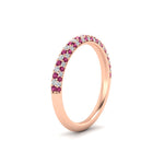Load image into Gallery viewer, trio-diamond-wedding-band-with-pink-sapphire-in-rose-gold-FD9124BGSADRPI-NL-RG
