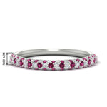 Load image into Gallery viewer, trio-diamond-wedding-band-with-pink-sapphire-in-white-gold-FD9124BGSADRPI-NL-WG
