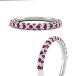 Load image into Gallery viewer, trio-diamond-wedding-band-with-pink-sapphire-in-white-gold-FD9124BGSADRPI-NL-WG
