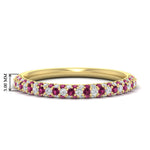 Load image into Gallery viewer, trio-diamond-wedding-band-with-pink-sapphire-in-yellow-gold-FD9124BGSADRPI-NL-YG
