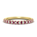 Load image into Gallery viewer, trio-diamond-wedding-band-with-pink-sapphire-in-yellow-gold-FD9124BGSADRPI-NL-YG
