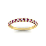 Load image into Gallery viewer, trio-diamond-wedding-band-with-pink-sapphire-in-yellow-gold-FD9124BGSADRPI-NL-YG
