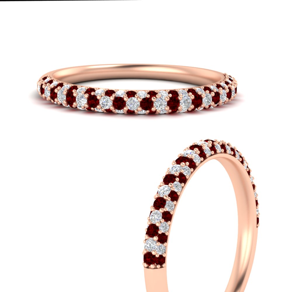 trio-diamond-wedding-band-with-ruby-in-rose-gold-FD9124BGRUDR-NL-RG