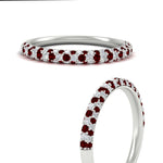 Load image into Gallery viewer, trio-diamond-wedding-band-with-ruby-in-white-gold-FD9124BGRUDR-NL-WG
