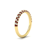 Load image into Gallery viewer, trio-diamond-wedding-band-with-ruby-in-yellow-gold-FD9124BGRUDR-NL-YG
