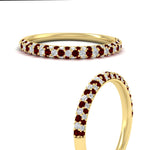 Load image into Gallery viewer, trio-diamond-wedding-band-with-ruby-in-yellow-gold-FD9124BGRUDR-NL-YG
