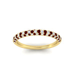 Load image into Gallery viewer, trio-diamond-wedding-band-with-ruby-in-yellow-gold-FD9124BGRUDR-NL-YG
