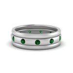 Load image into Gallery viewer, trio-stack-station-emerald-band-in-white-gold-FDM9236BGEMGR-NL-WG.jpg
