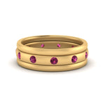 Load image into Gallery viewer, trio-stack-station-pink-sapphire-band-in-yellow-gold-FDM9236BGSADRPI-NL-YG.jpg

