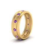 Load image into Gallery viewer, trio-stack-station-purple-topaz-band-in-yellow-gold-FDM9236BGVITO-NL-YG.jpg
