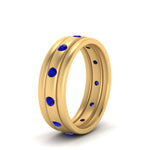 Load image into Gallery viewer, trio-stack-station-sapphire-band-in-yellow-gold-FDM9236BGSABL-NL-YG.jpg
