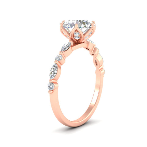 Tulip Setting Round Diamond Engagement Ring