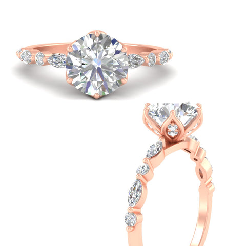 Tulip Setting Round Diamond Engagement Ring
