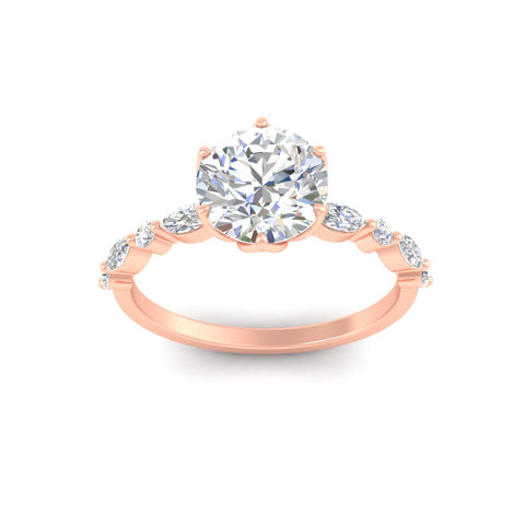Tulip Setting Round Diamond Engagement Ring
