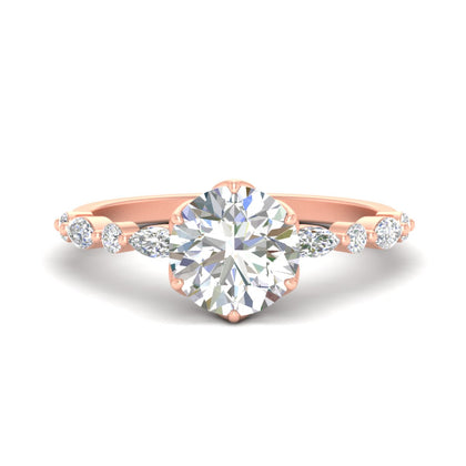 Tulip Setting Round Diamond Engagement Ring