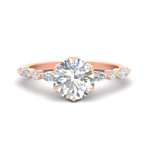 Tulip Setting Round Diamond Engagement Ring