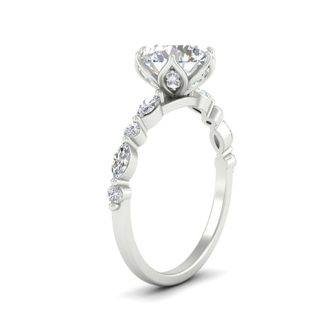 Tulip Setting Round Diamond Engagement Ring