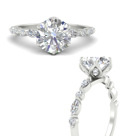 Tulip Setting Round Diamond Engagement Ring