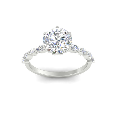 Tulip Setting Round Diamond Engagement Ring